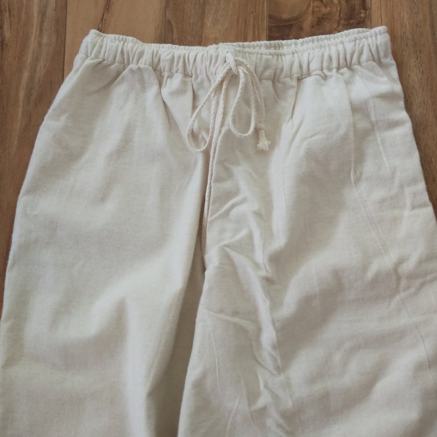 FLANNEL PAJAMA PANTS WITHOUT POCKETS, NATURAL