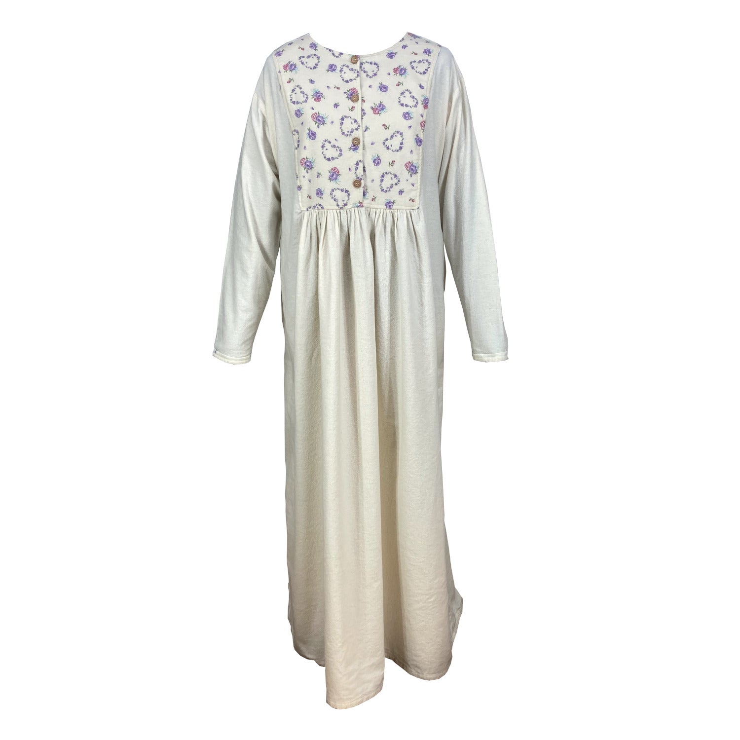 SQUARE-YOKED GOWN, FLORAL HEARTS YOKE